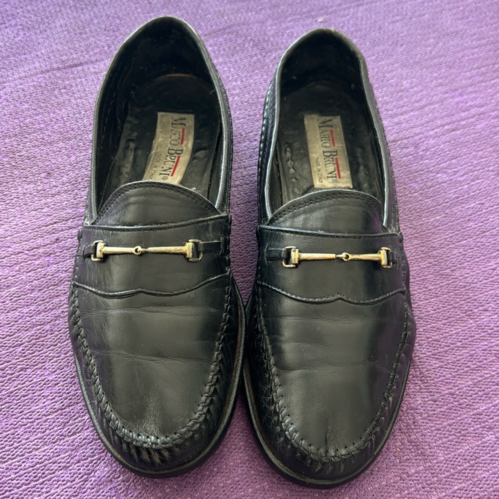 Mario Bruni Italian Black Loafers